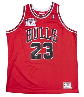 Michael Jordan Signed Chicago Bulls Road Jersey with 1993 Three-Peat Championship Patch LE 14/23 (UDA)